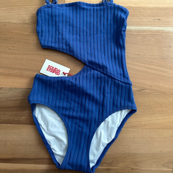 Solid & Striped The Cameron Cutout Ribbed Bandeau One Piece Swimsuit - Picture 3 of 6